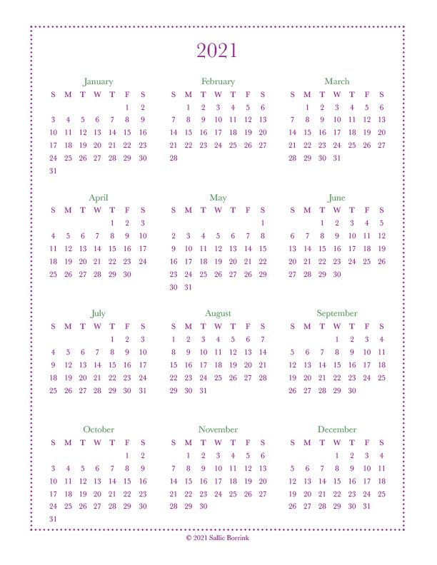 Free Year At A Glance Calendars {2021 & 2022} A Quiet