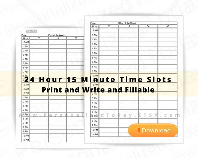 Full Day 15 Minute Planner Fillable Editable And Printable