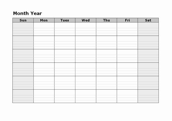 generic monthly calendar template word unique monthly
