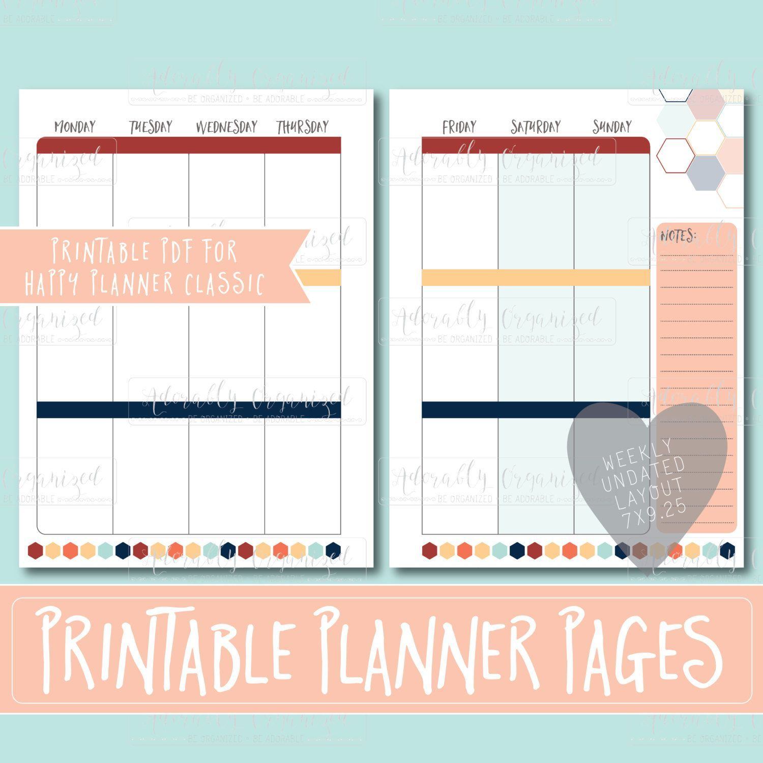 Happy Planner Printable Weekly Planner Refills / Inserts