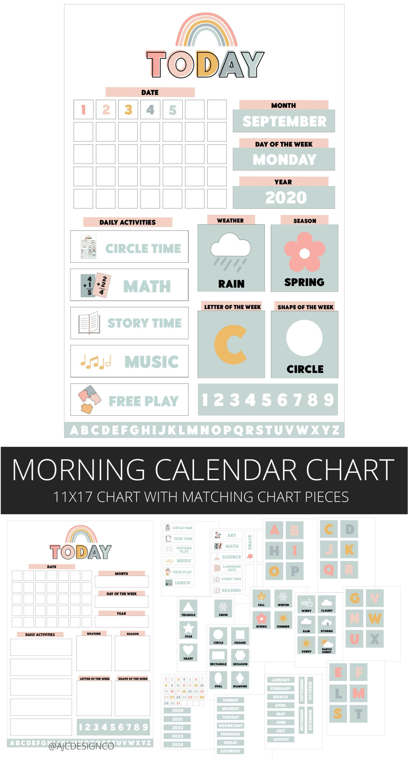 Homeschool Morning Calendar Chart Set Morning Routine