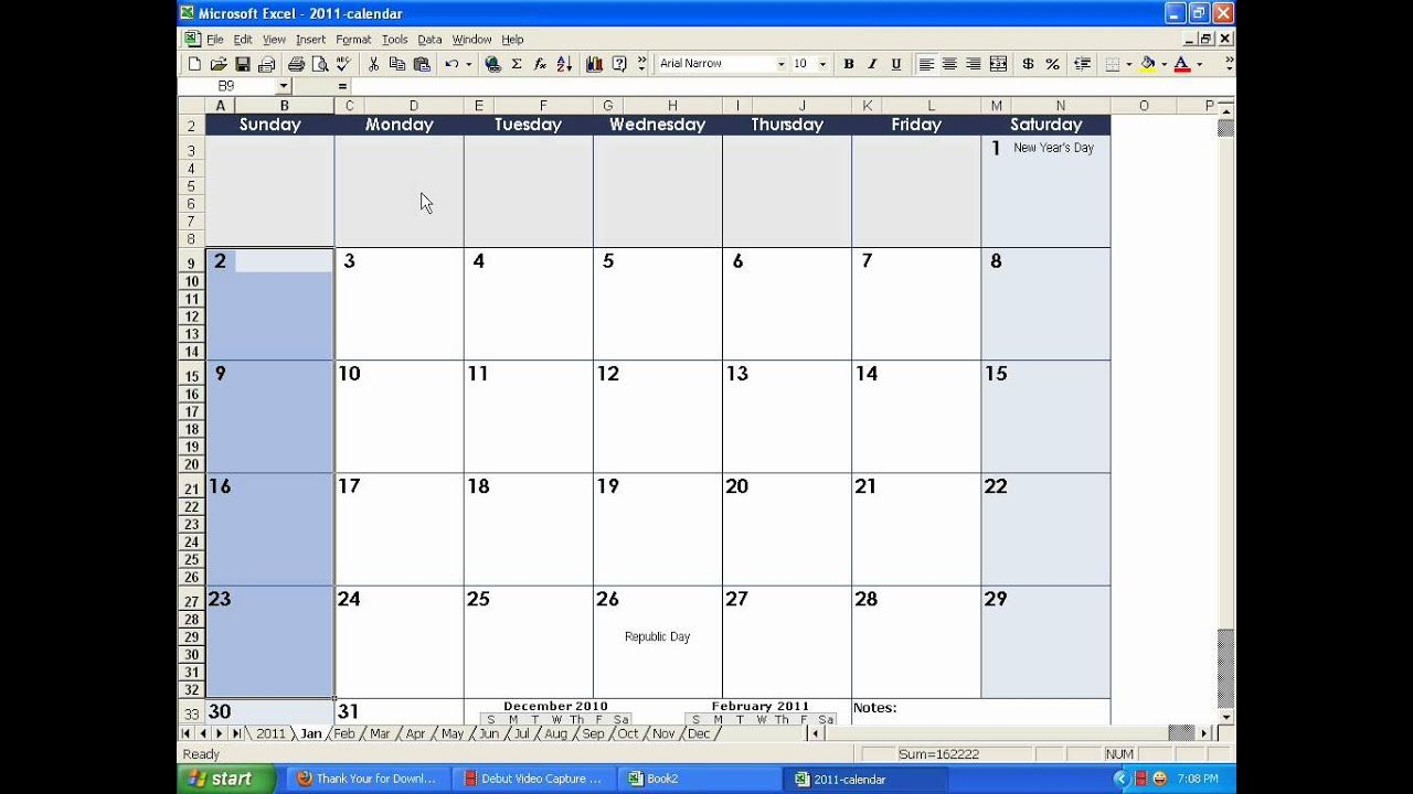How To Make A Calendar In Excel Youtube
