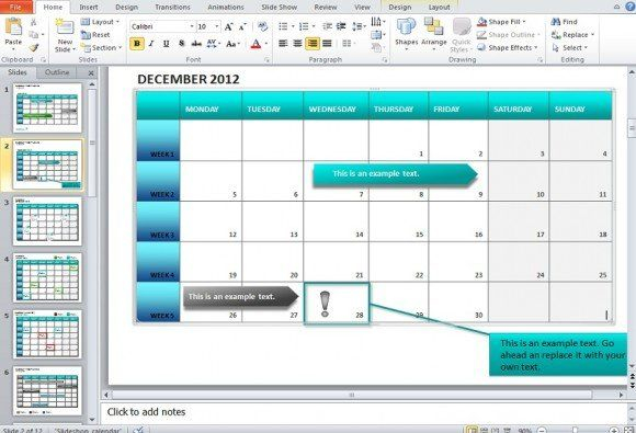 how to make a calendar in powerpoint 2010 using shapes and