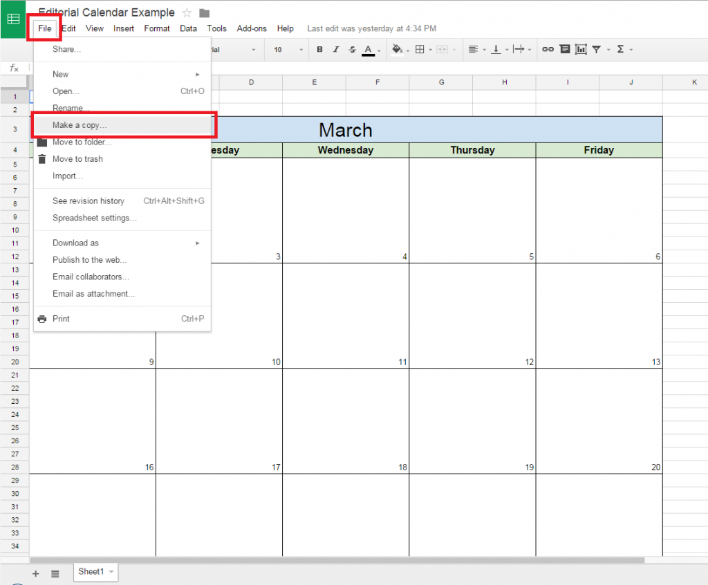 how to make a content calendar in google docs | calendar