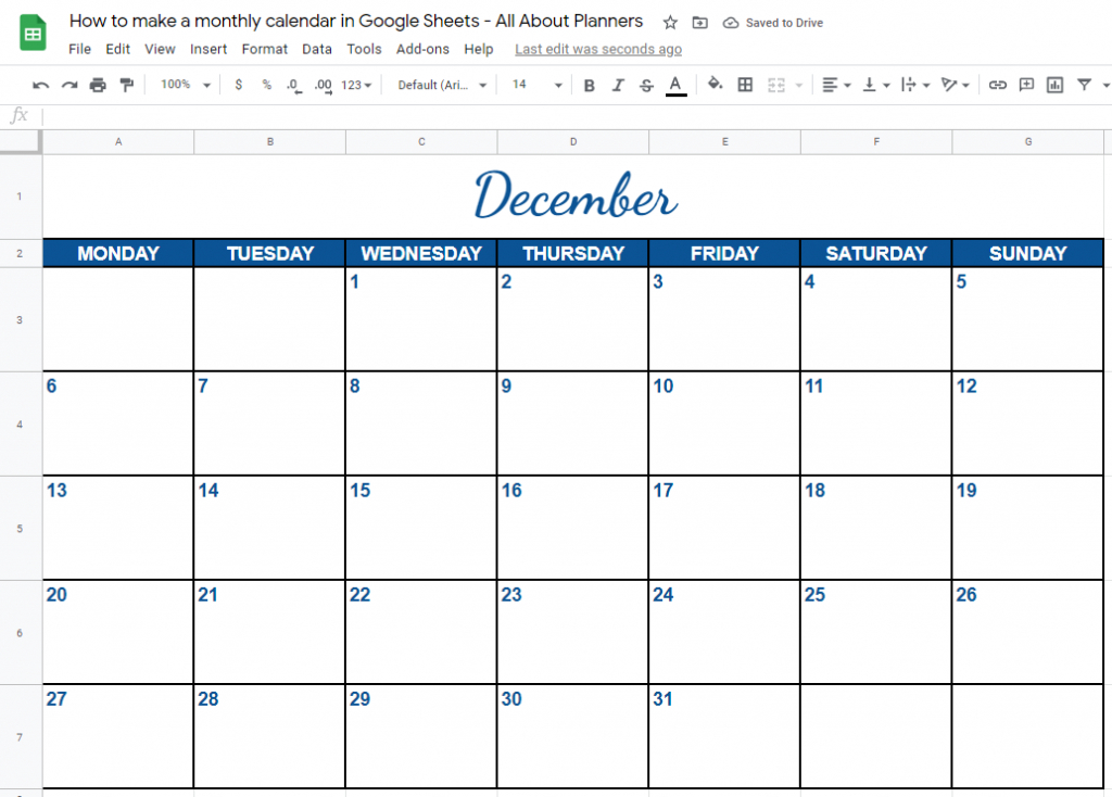 How To Make A Monthly Calendar Printable Using Google