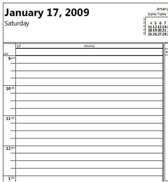 how to print an outlook 2007 calendar with 15 minute