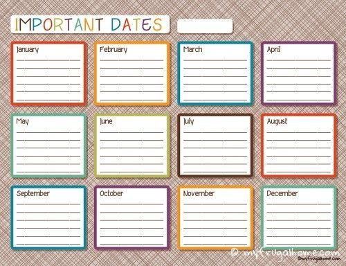 Important Dates Calendar | Birthday Calendar, Important