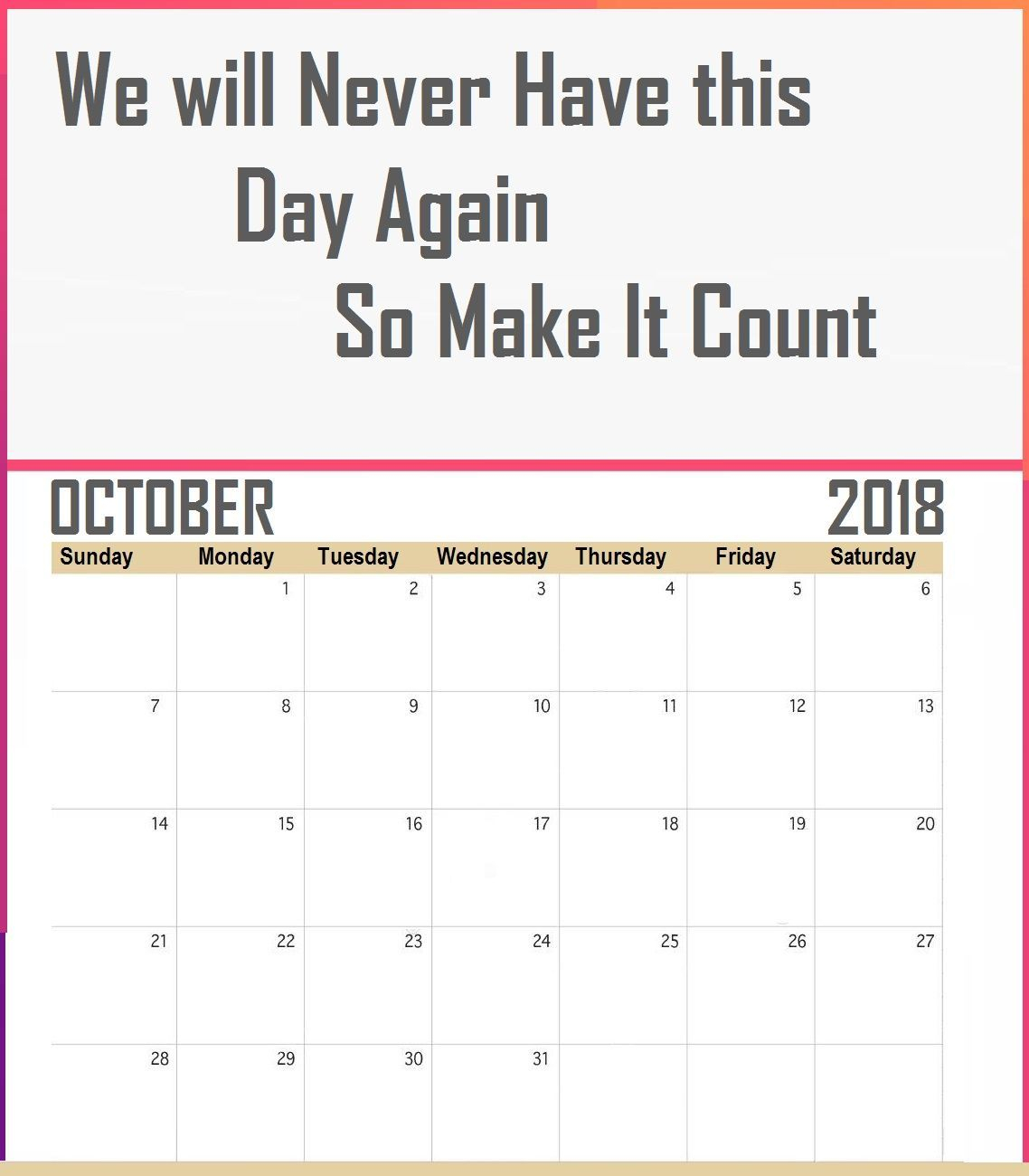 Inspiring October 2018 Calendar | Quotes, Personality
