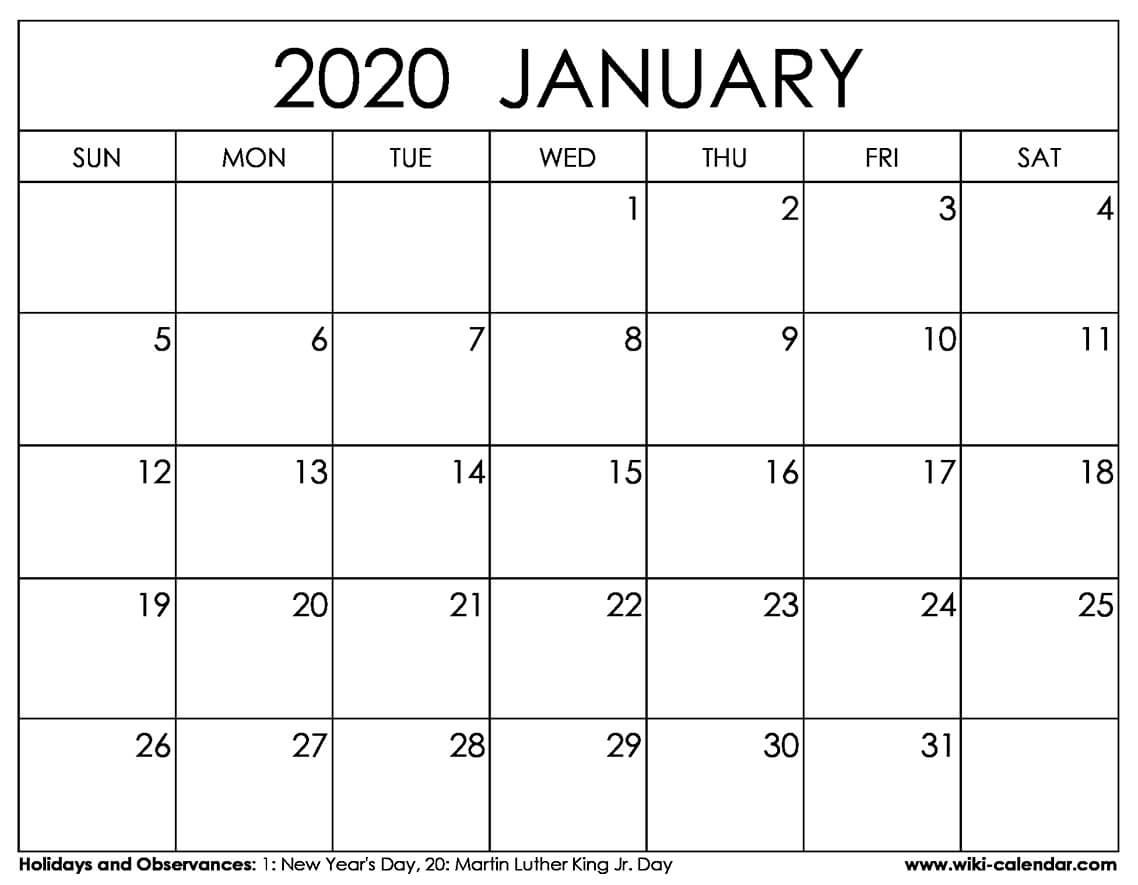 January Calendar Template