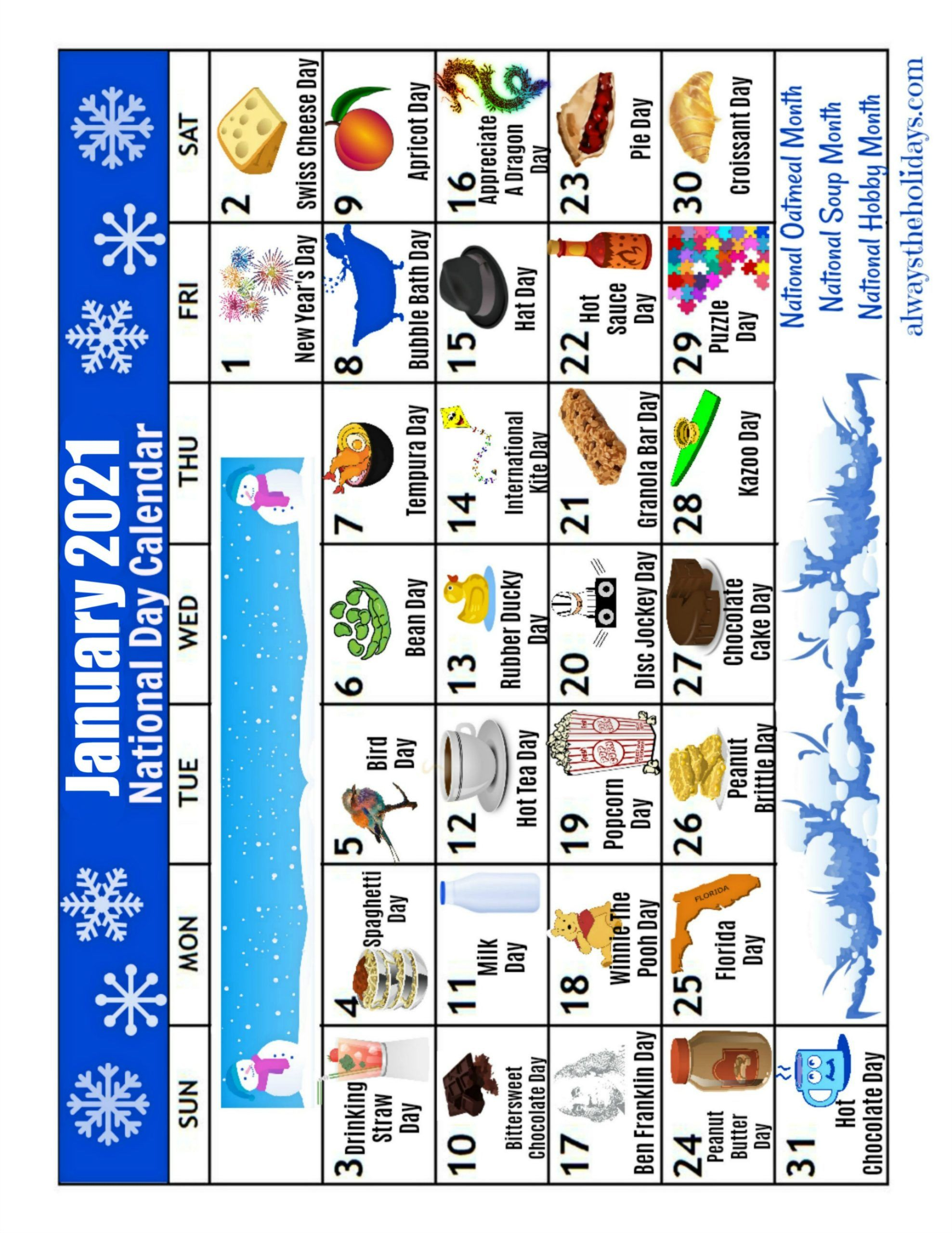 january printable national day calendar 2021 free