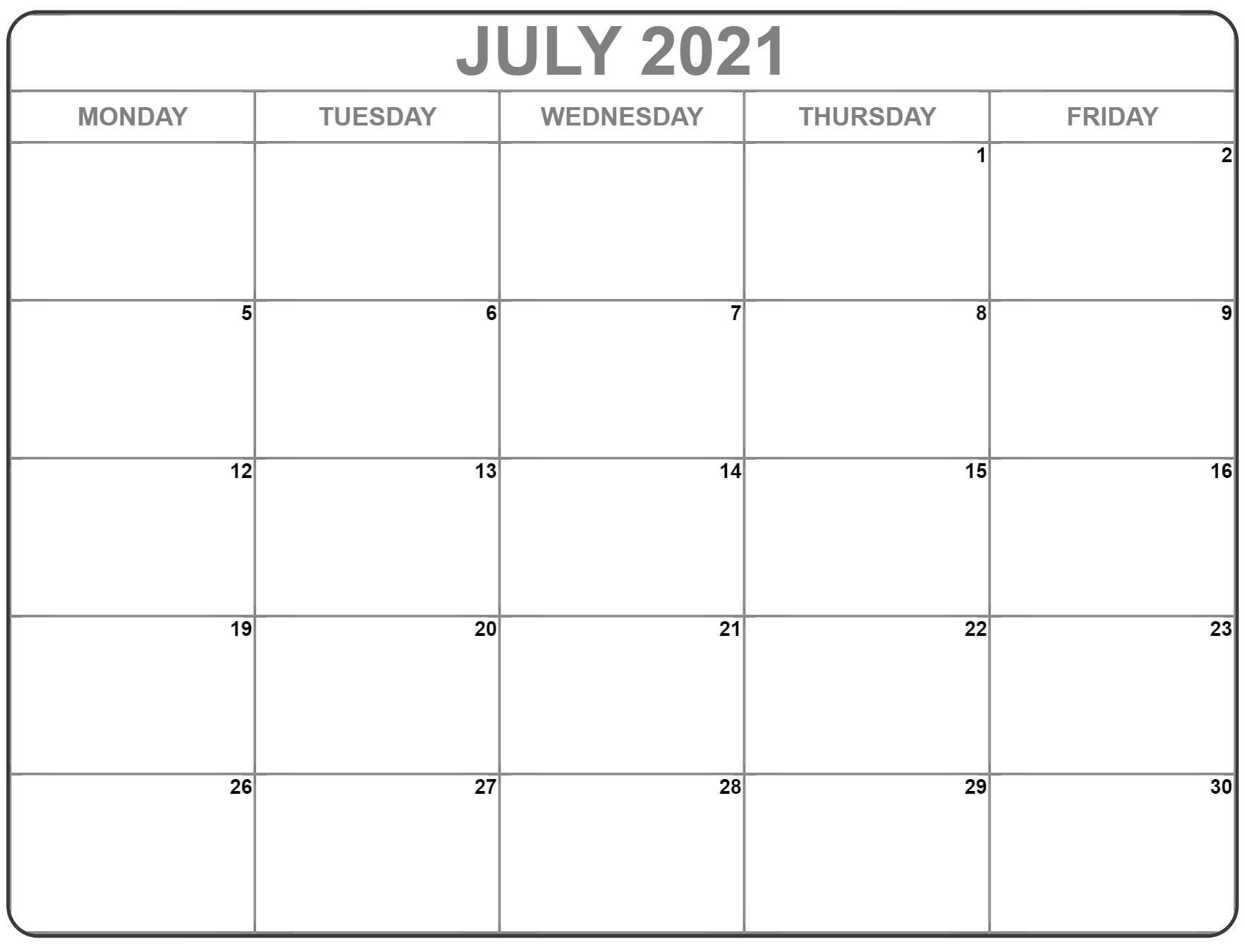 july 2021 monday calendar | monday to sunday