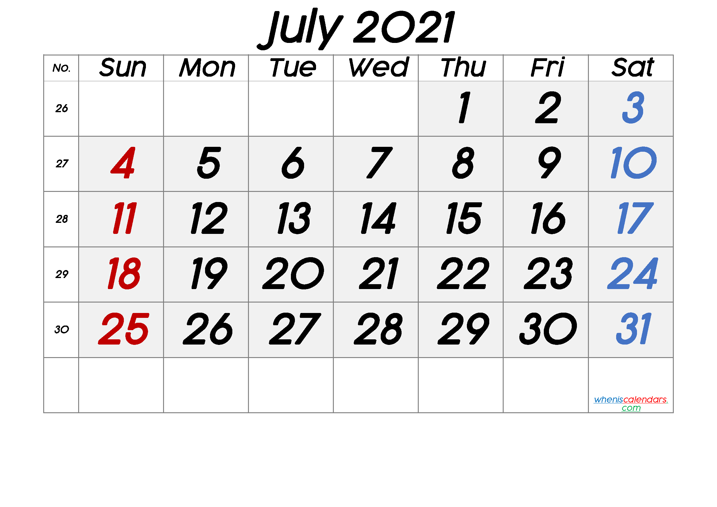 July 2021 Printable Calendar [free Premium] In 2020