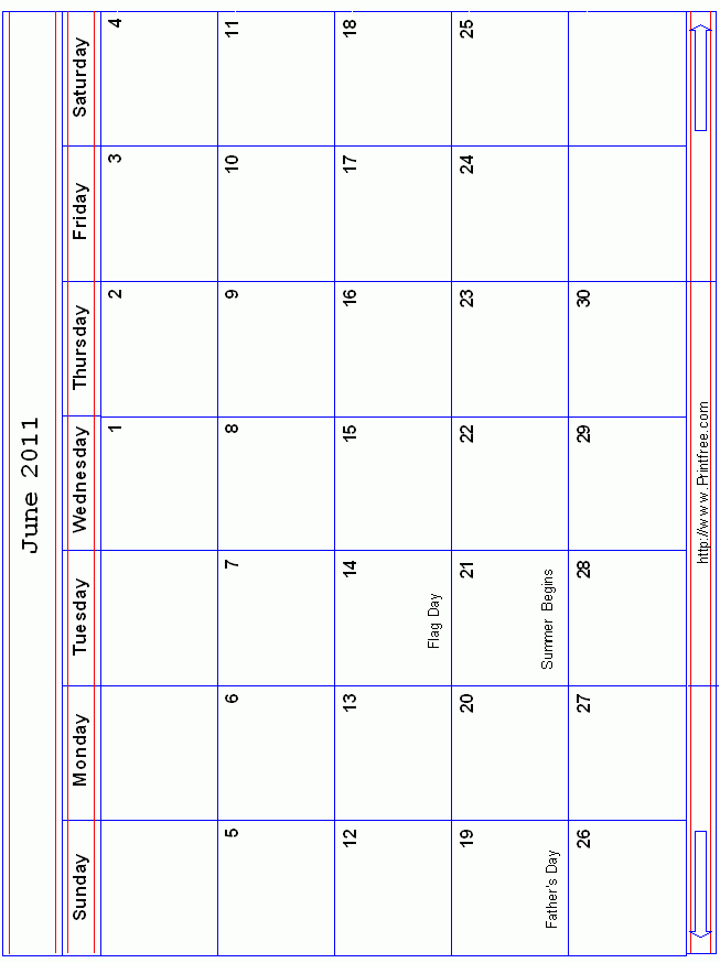 June 2011 Large Rwb Monthly Calendar