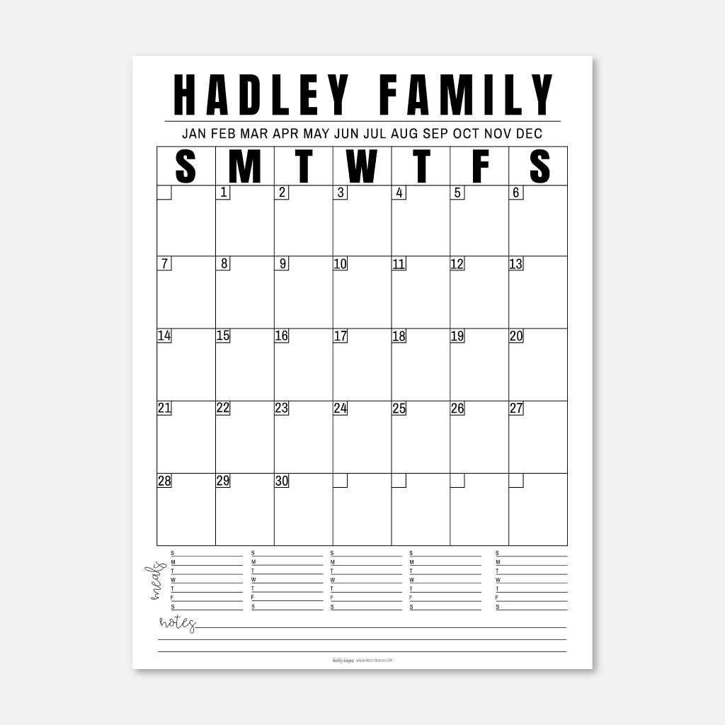 Large Wall Calendar Printable Calendar Pages Printable | Etsy