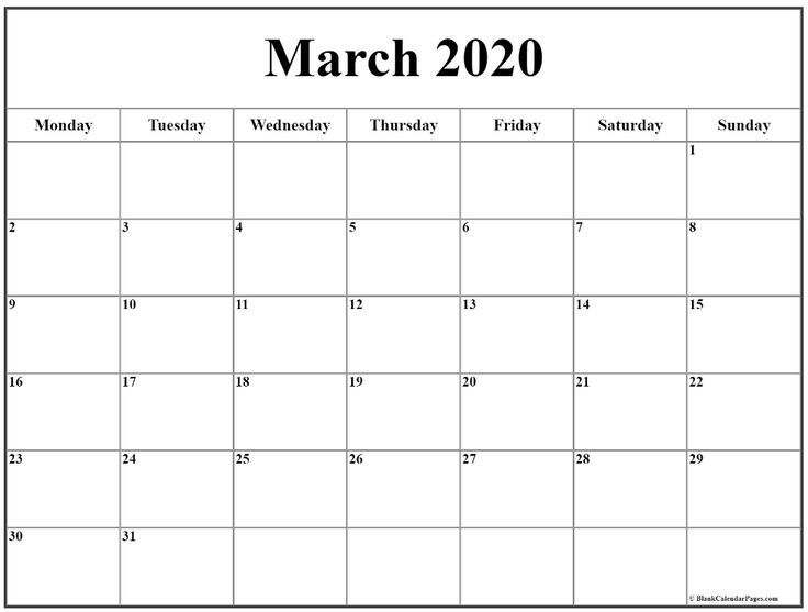 march 2020 monday calendar | monday to sunday | calendar