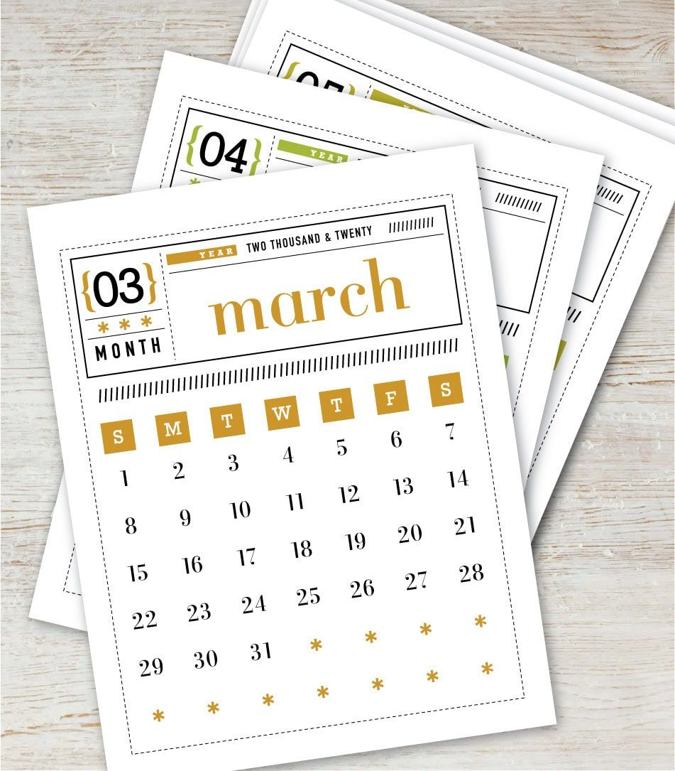 Matchbox Printable Mini Calendar 2020 2021 Digital Instant