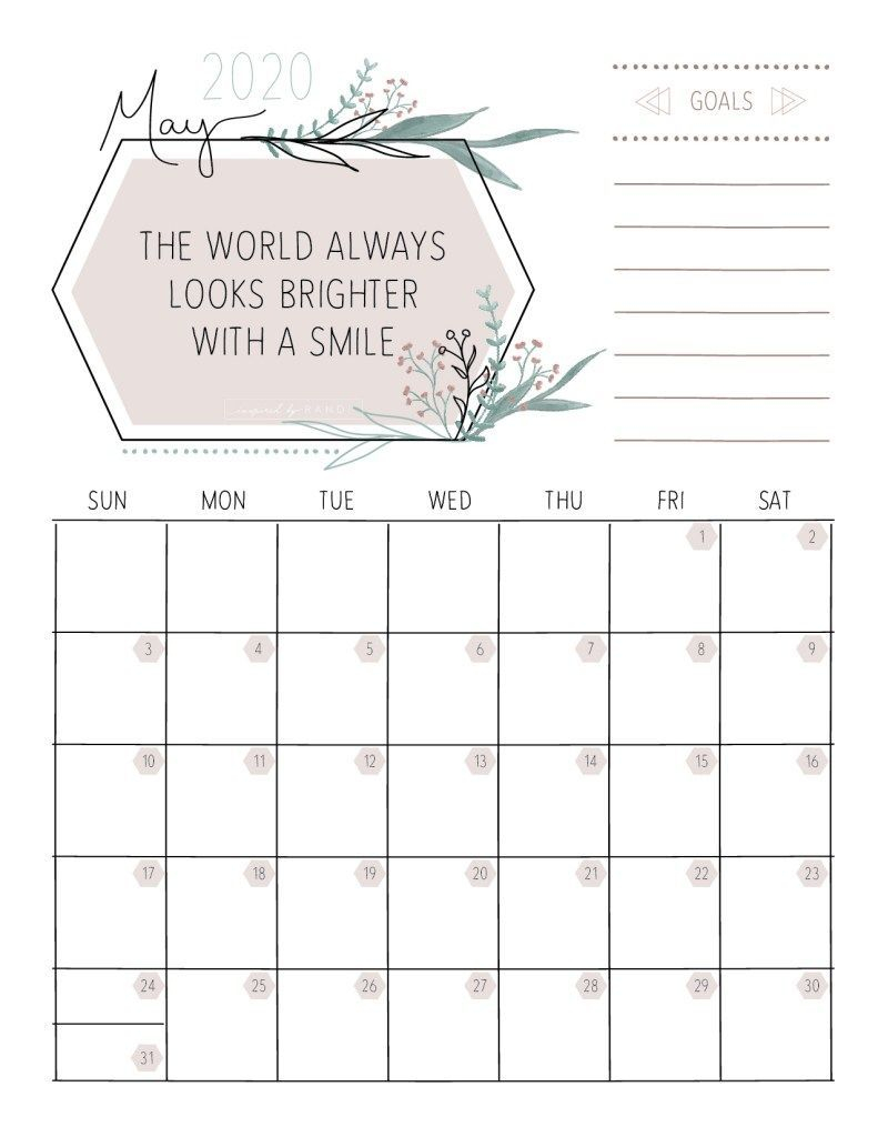 May 2020 Calendar Download Includes And Inspirational