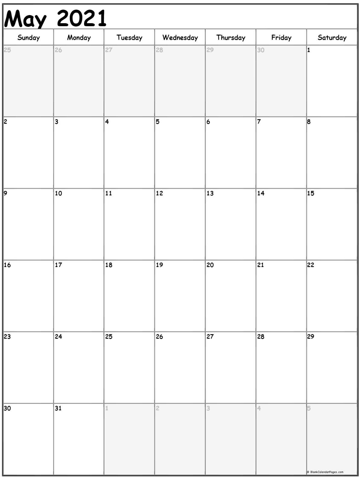 May 2021 Vertical Calendar | Portrait