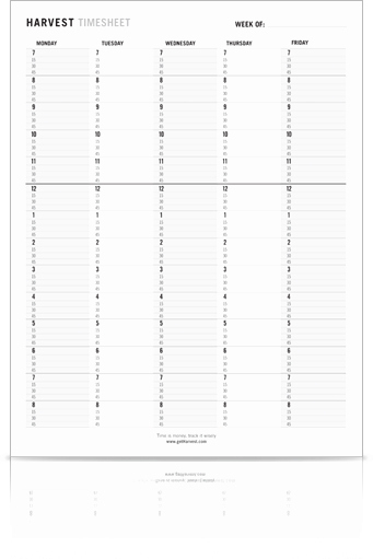 Minute Increment Time Sheet Of Daily Timesheet Template