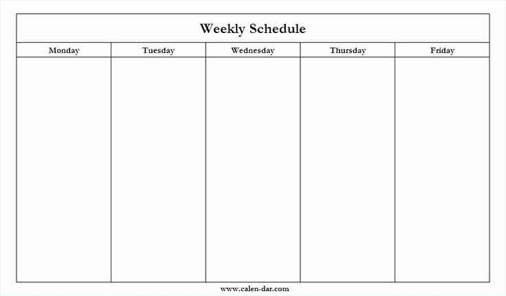 monday through friday schedule template lovely mon friday