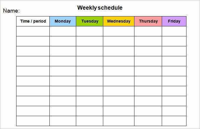 Monday To Friday Schedule Template Inspirational Week