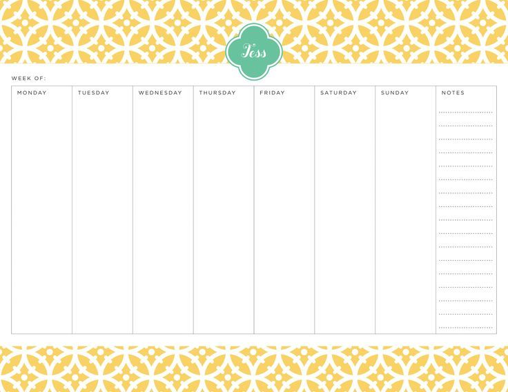 Monogrammed Weekly Planner | Monday Tuesday Wednesday