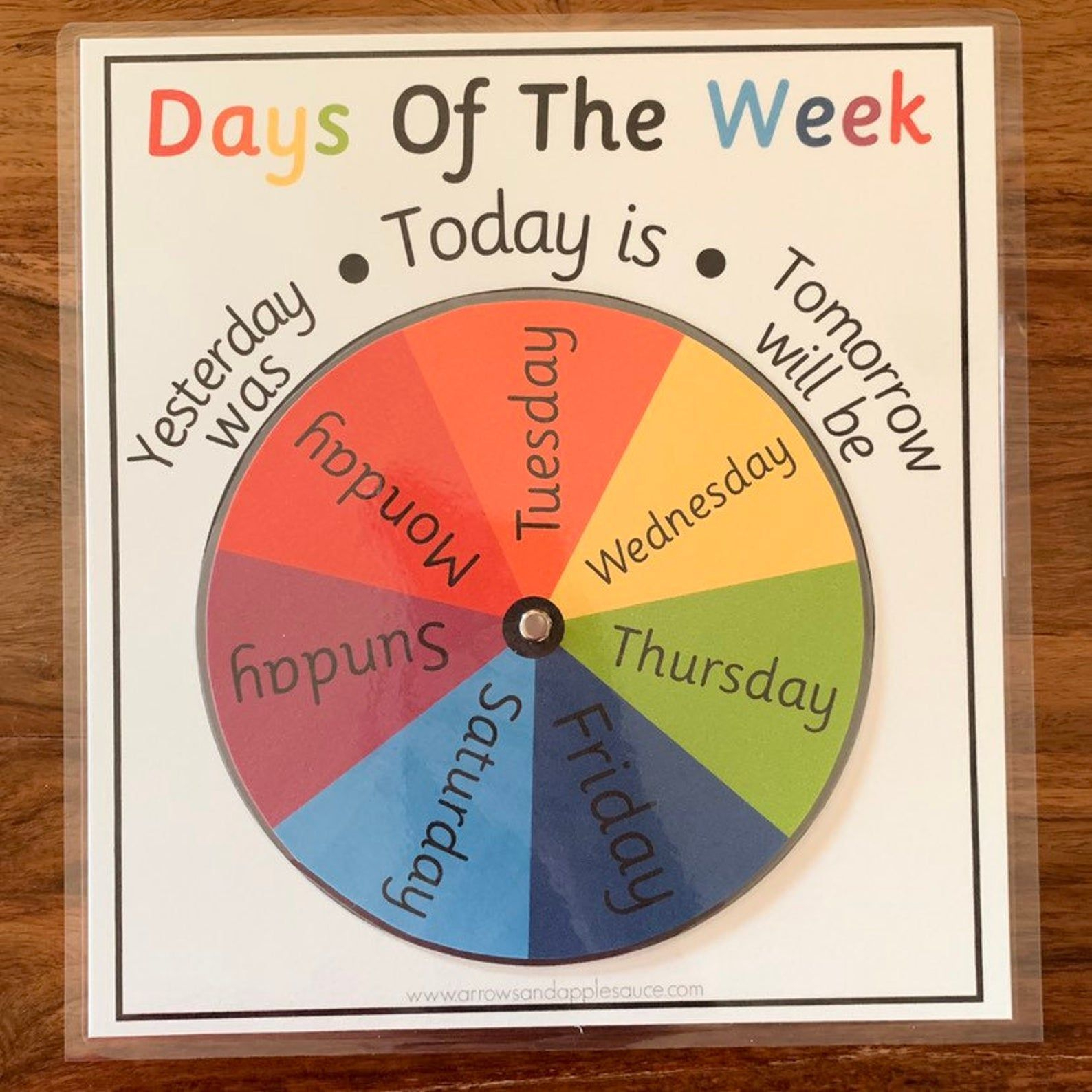 Montessori Days Of The Week Wheel & Tracing Worksheet