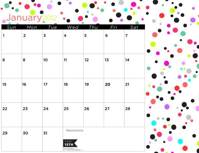 Monthly Calendar Download! Here's January With A Space To