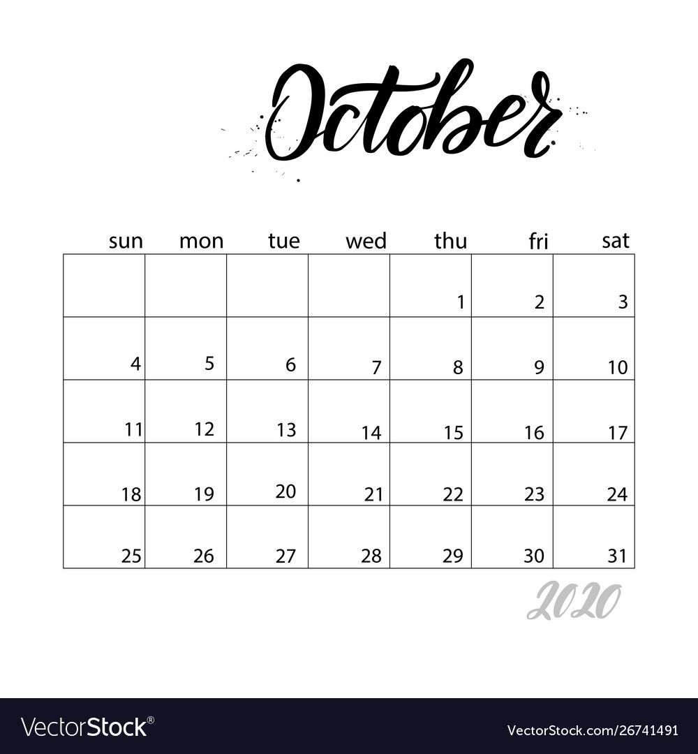 Monthly Calendar For 2020 Year Royalty Free Vector Image