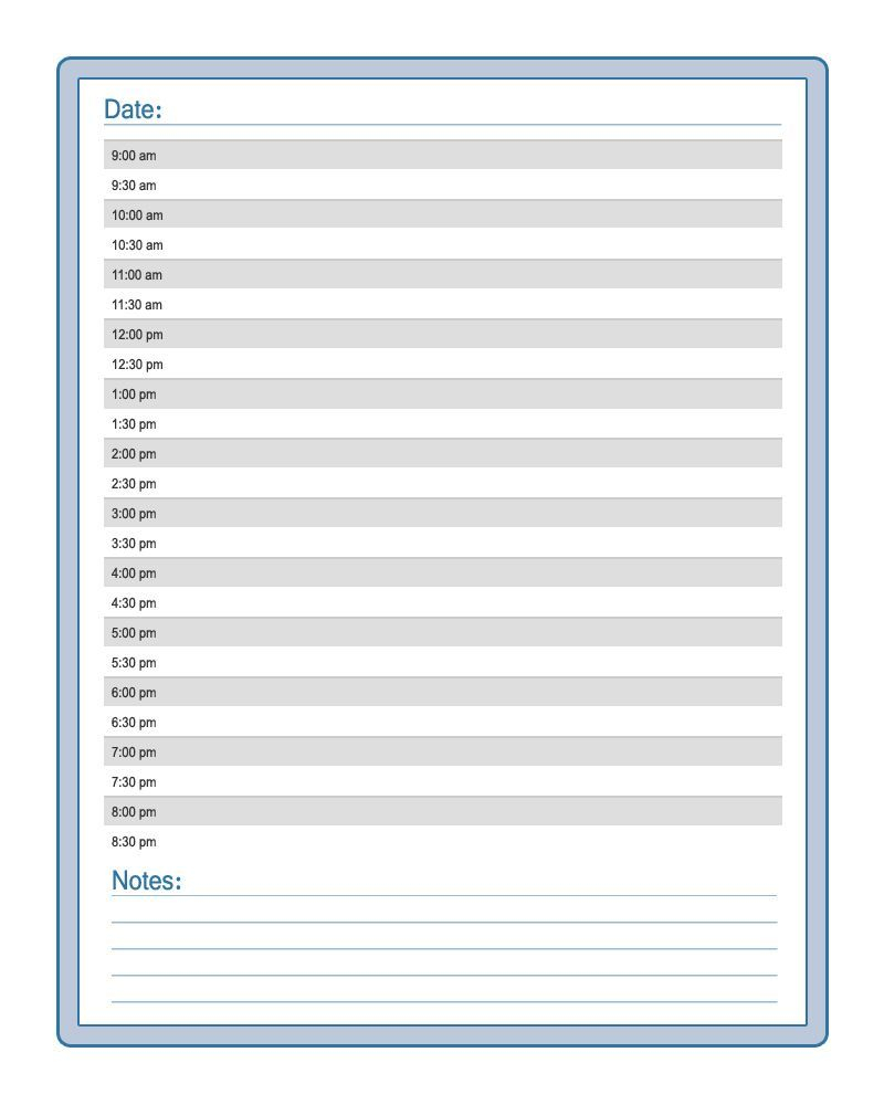 Monthly Calendar With Hourly Time Slots