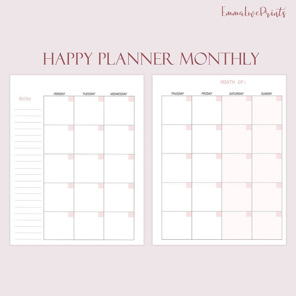 Monthly Planner Made To Fit Happy Planner Inserts