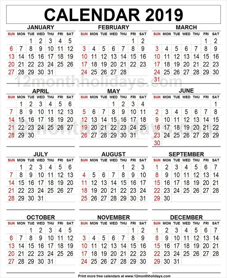 Pin On 2019 Yearly Calendar