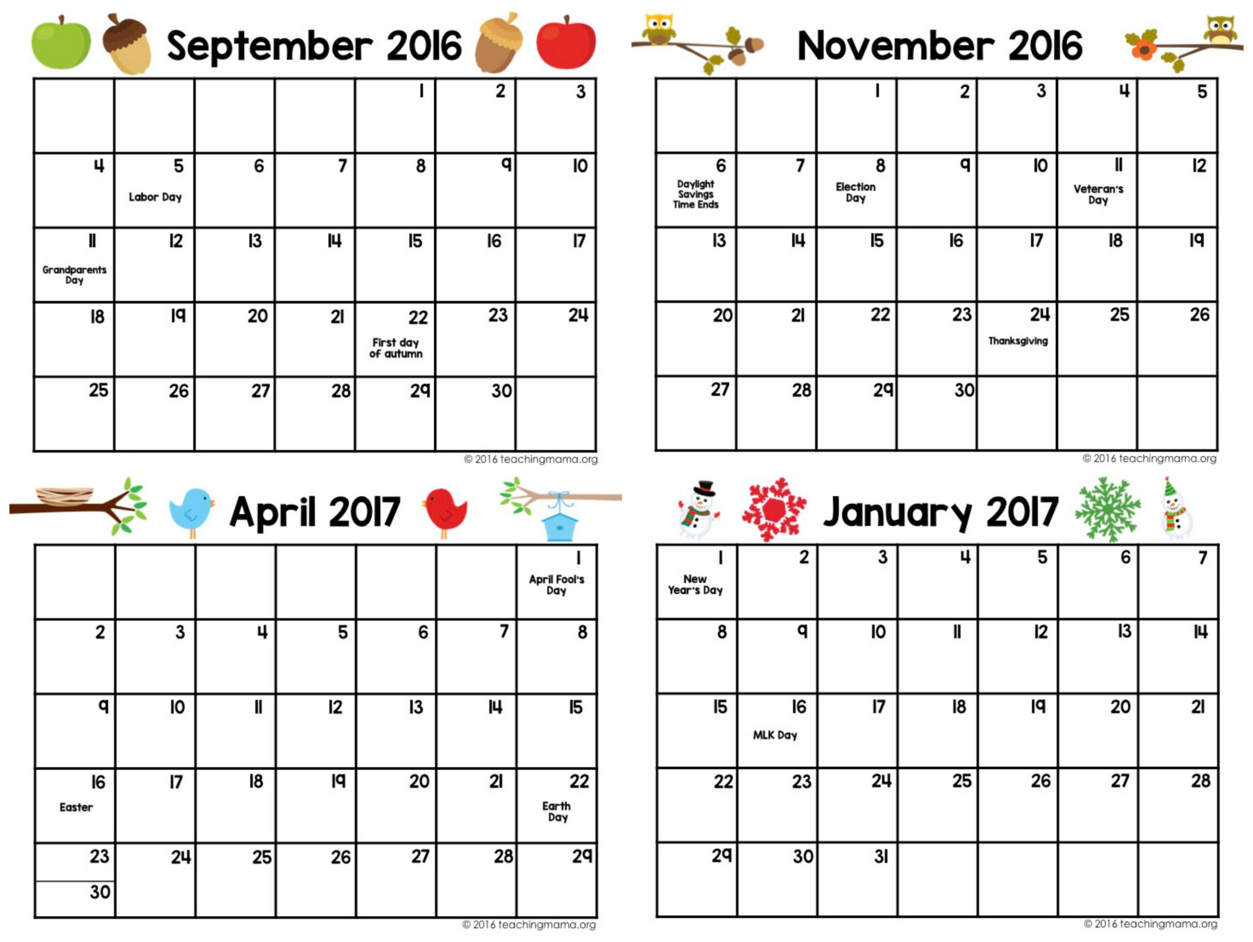 Preschool Calendar Templates Emmamcintyrephotography