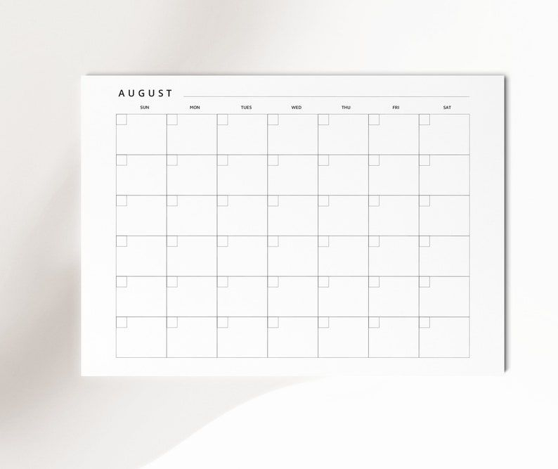 Printable 12 Month Blank Calendar Blank 8 5 X 11 Inches | Etsy