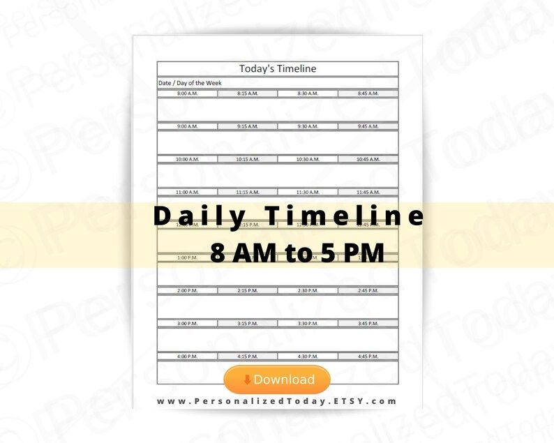 printable 8 am start daily planner 15 minute increments