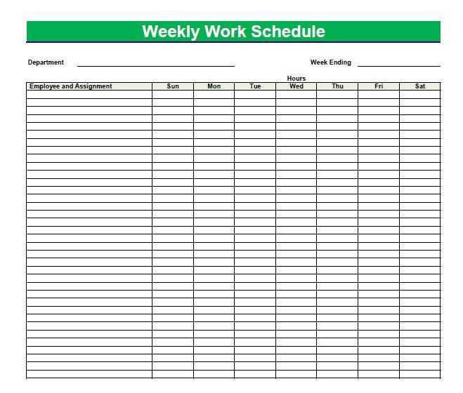 printable blank pdf weekly schedules | blank pdf weekly