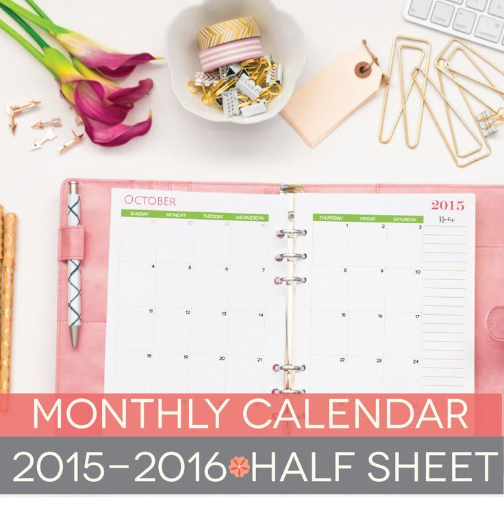 printable calendar 2016 half sheets 8 5 x 11, daily