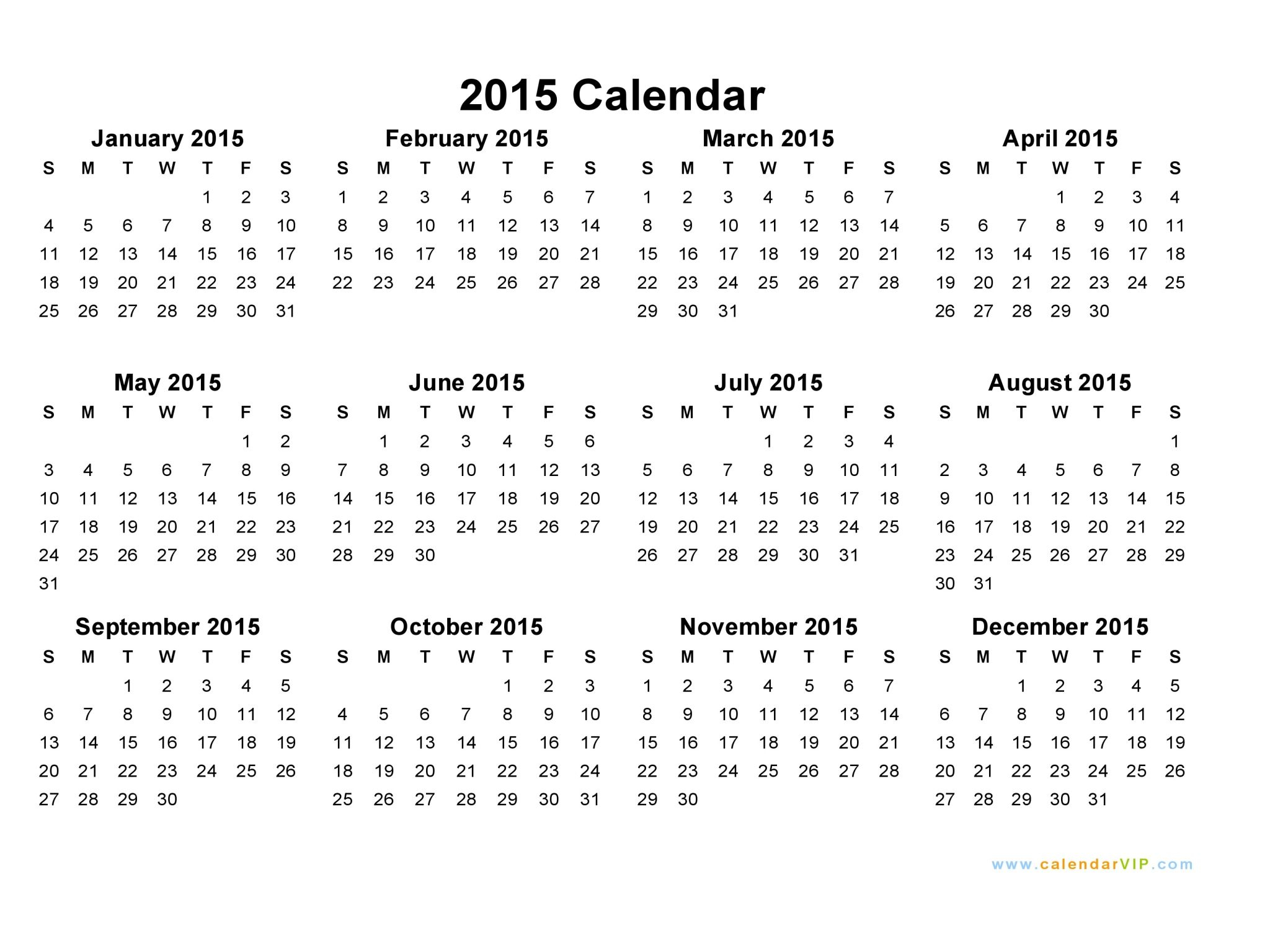 Large Print Free Printable Calendar