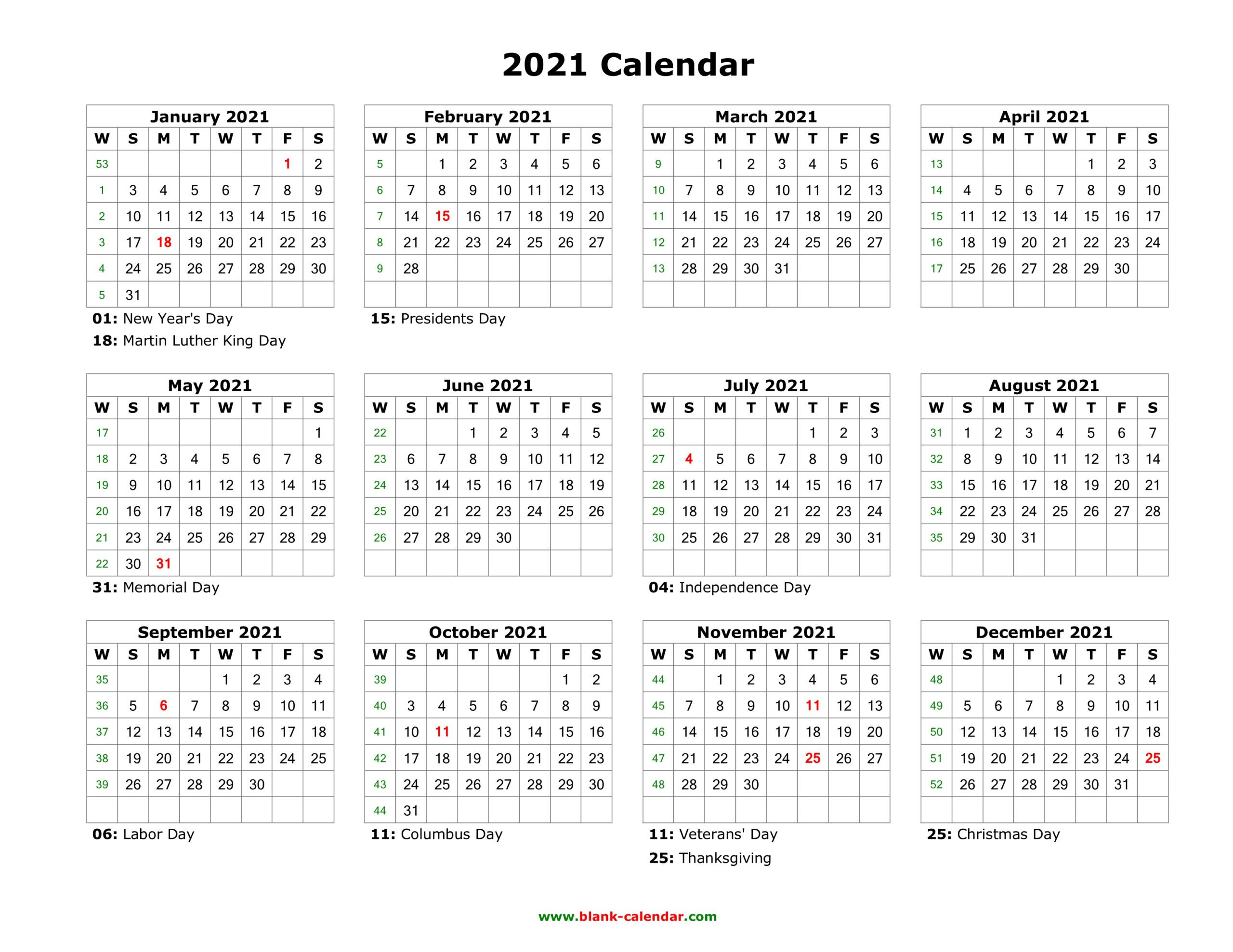 Printable Calendar Monday To Sunday 2021 | 2021 Printable