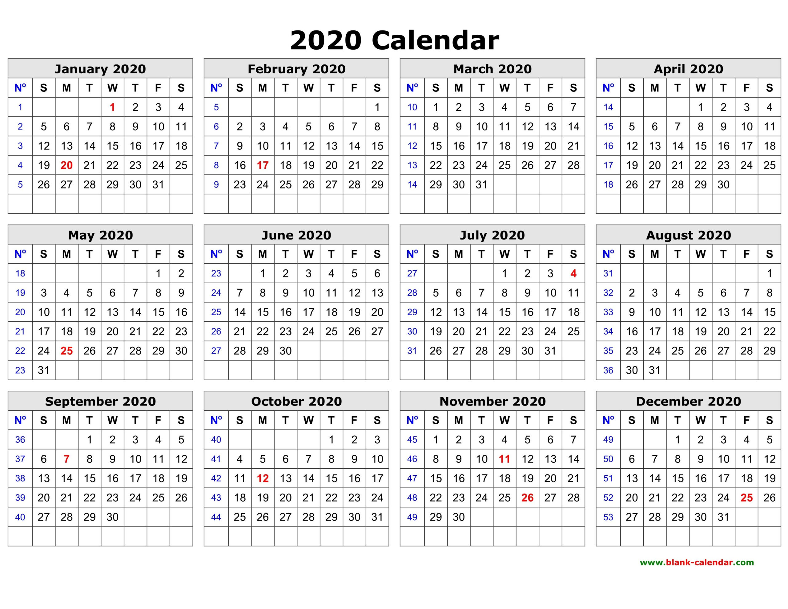 Printable Calendars Free 2020 | Qualads