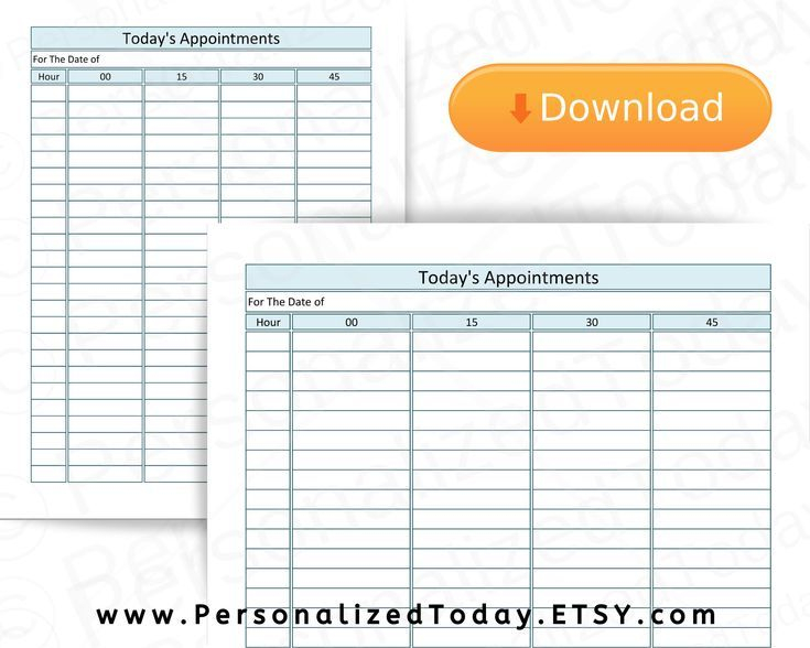 printable daily appointment planner with 15 minute time