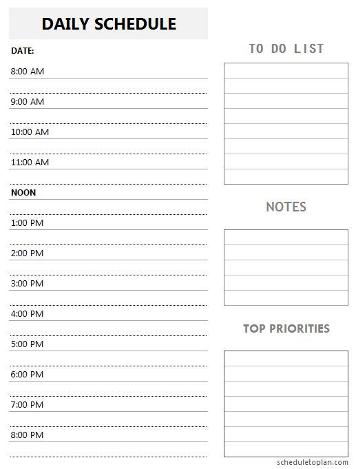 Printable Daily Planner Template With Hours | To Do List
