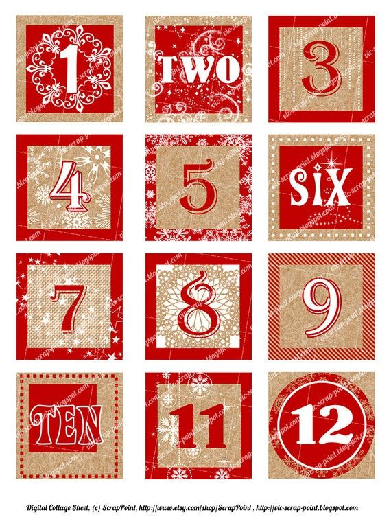 Printable December Daily Numbers Red 3 2 1 5 Or 1 Inch | Etsy
