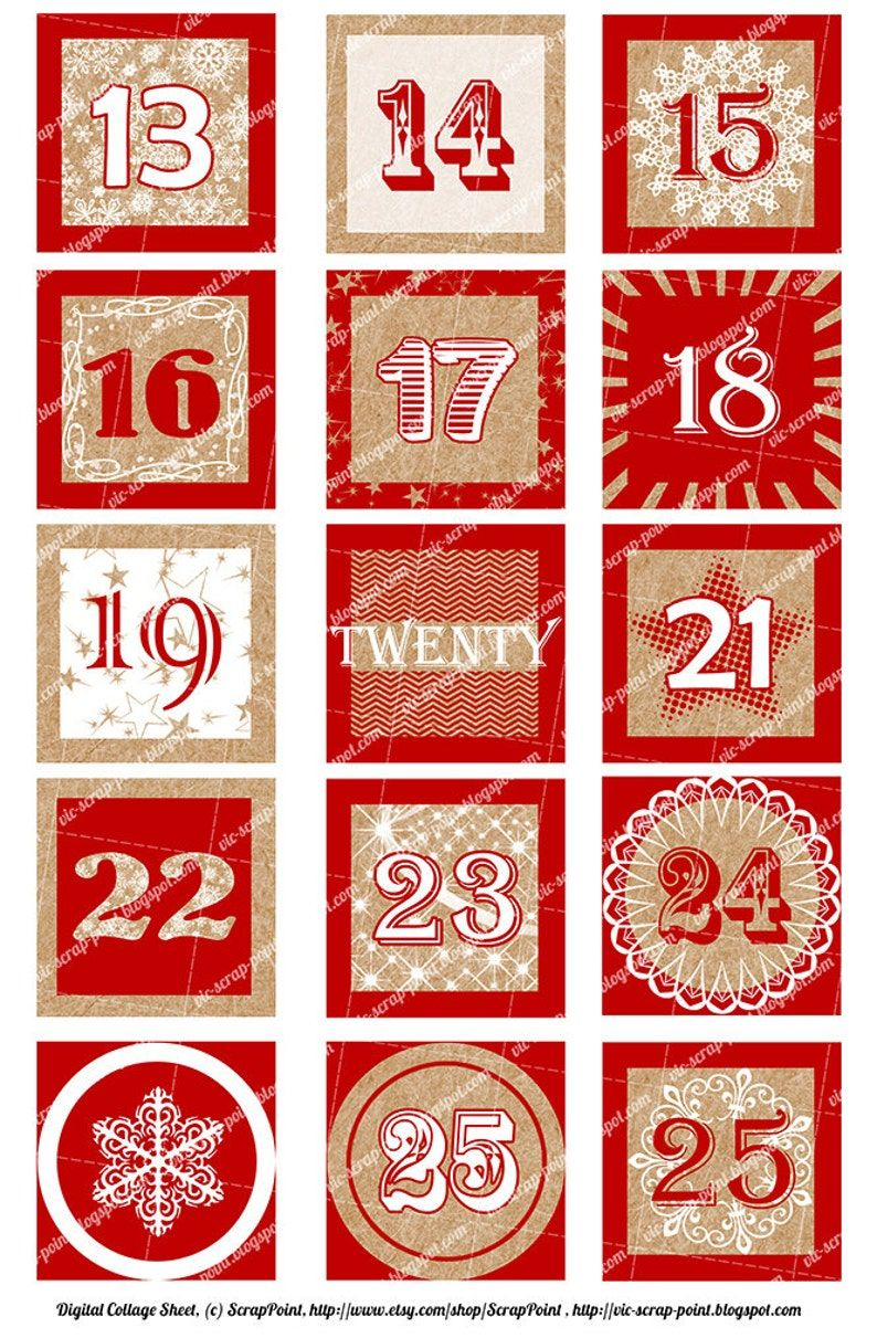 printable december daily numbers red 3 2 1 5 or 1 inch | etsy