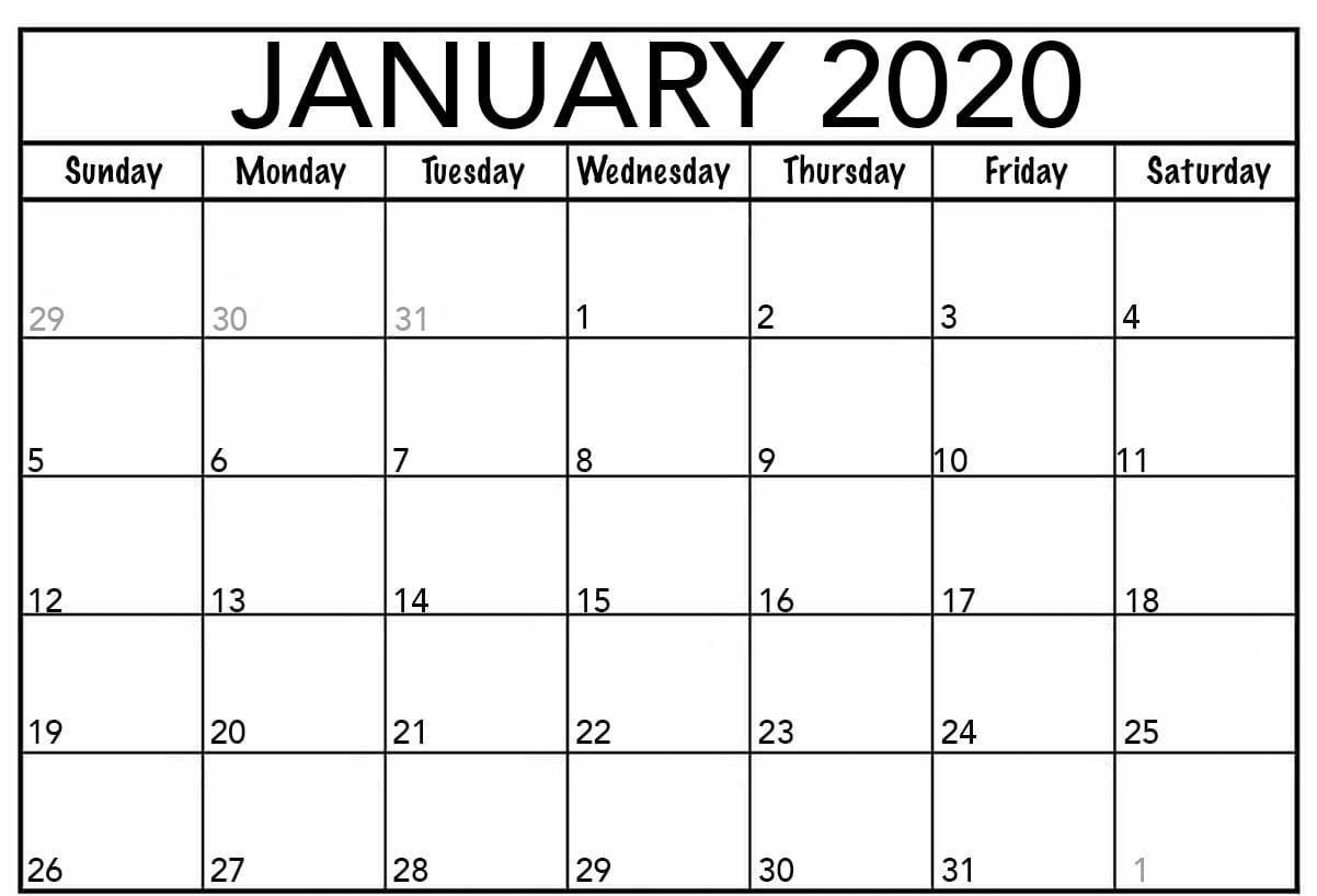 Printable January 2020 Calendar | Calendar Printables