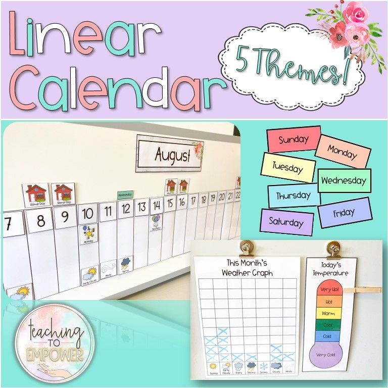 printable linear calendar | weather graph, kindergarten