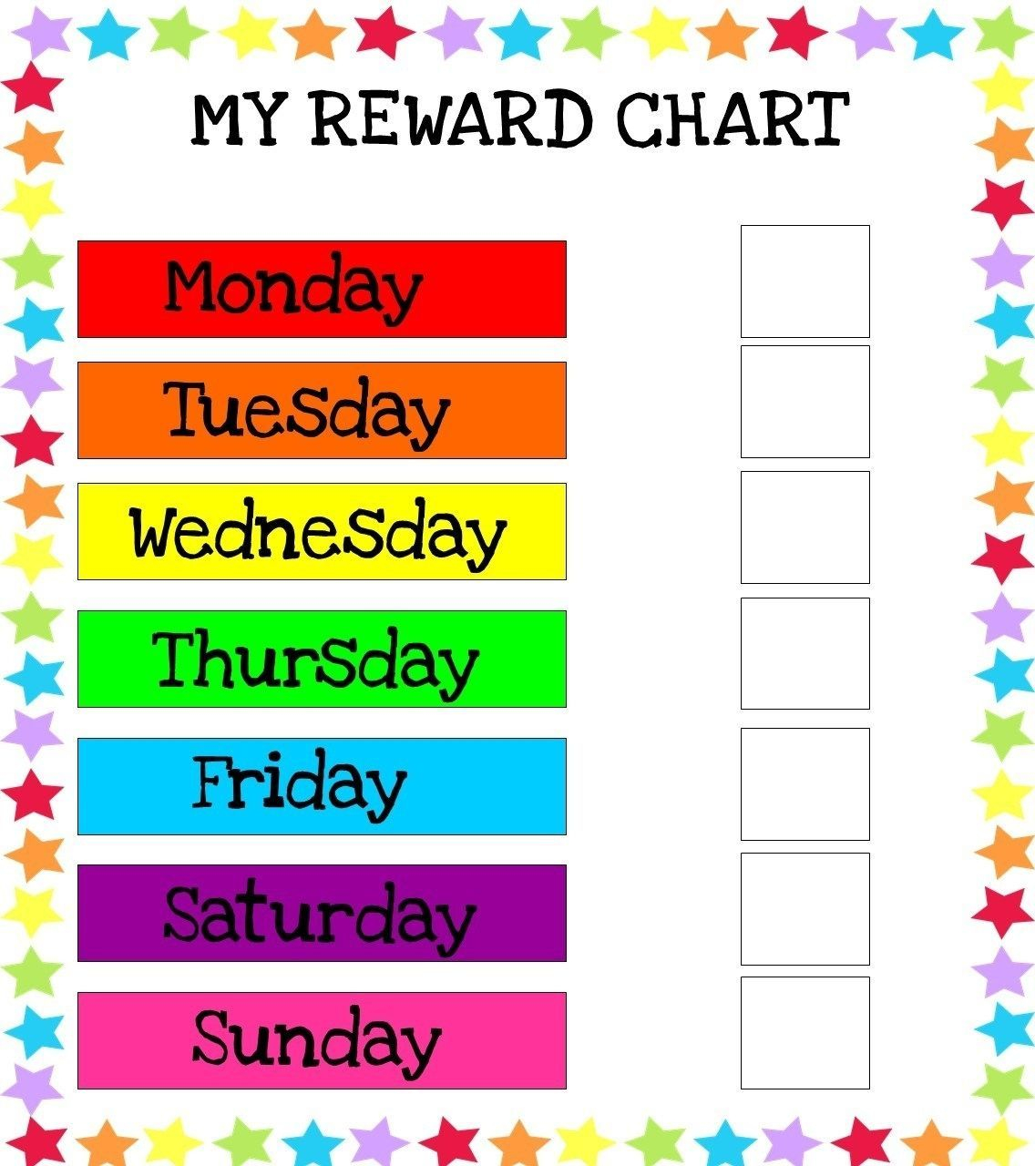 printable monday through friday chart in 2020 | reward