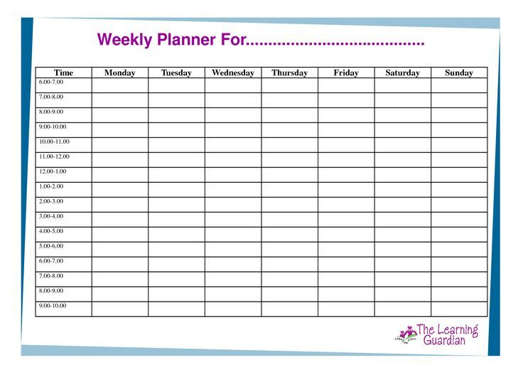 Printable Monday Through Friday Template Bing