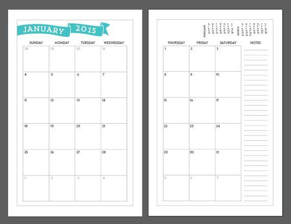 printable monthly planner pages 5 5 x 8 5