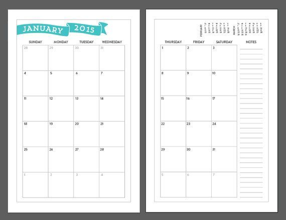 Printable Monthly Planner Pages 5 5 X 8 5